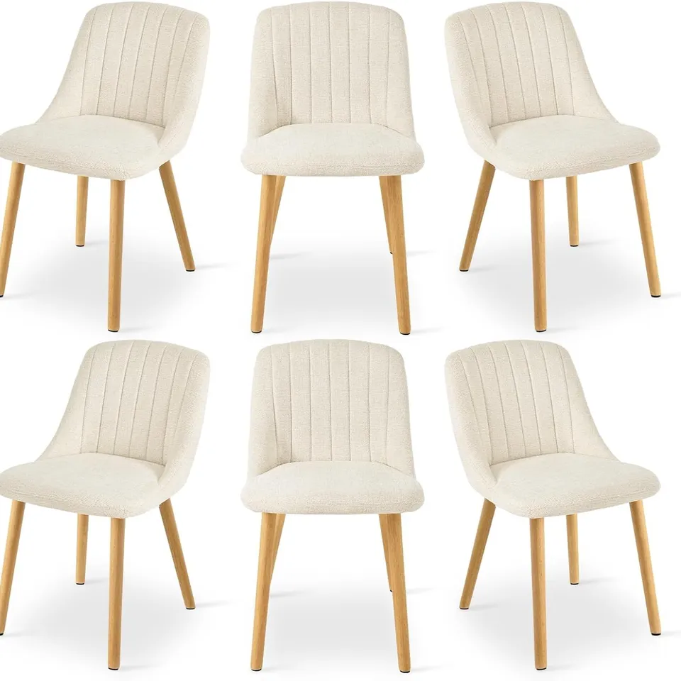 BOXED DINING CHAIRS, UPHOLSTERED ARMCHAIRS WITH WOODEN LEGS (SET OF 2) - WHITE (1 BOX)