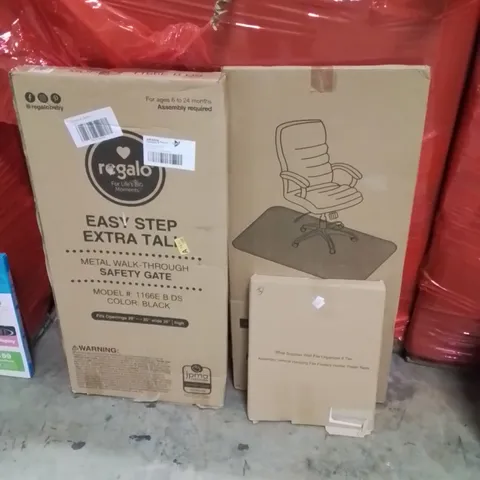 PALLET OF ASSORTED HOUSEHOLD GOODS AND PRODUCTS TO INCLUDE;FILE ORGANISER,SAFETY GATE,CHAIR MAT 