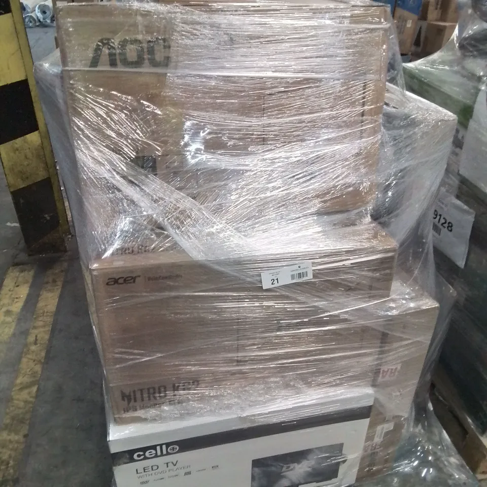 PALLET OF APPROXIMATELY 20 UNPROCESSED RAW RETURN MONITORS AND TELEVISIONS TO INCLUDE;