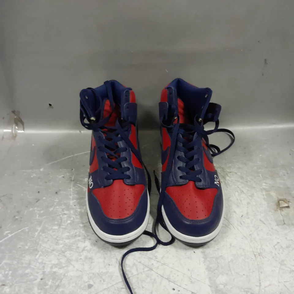 UNBOXED PAIR OF NIKE SB DUNKS HIGH SUPREME TEAM BY ANY MEANS UK 9