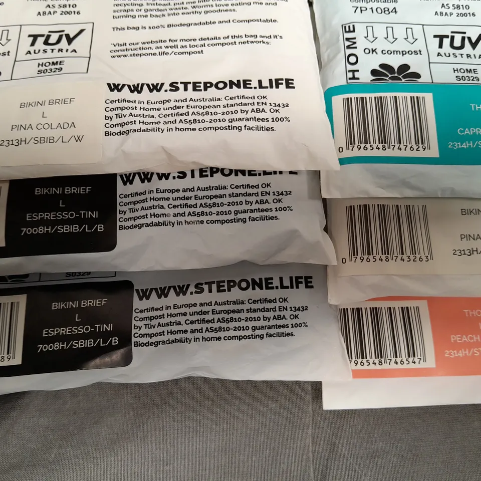 LOT OF 6 ASSORTED BAGGED STEP ONE LADIES UNDERWEAR ITEMS - ALL LARGE
