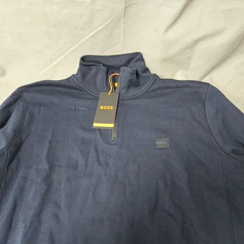 HUGO BOSS BOSS NAVY ZIP-THROUGH FLEECE JUMPER - XL