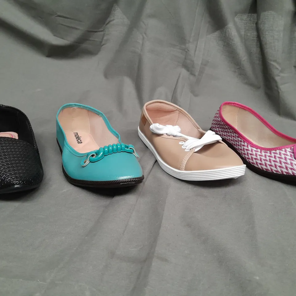 BOX OF APPROX 36 ASSORTED SLIP ON SHOES IN VARIOUS SIZES & COLOURS