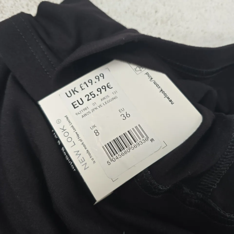 NEW LOOK WOMEN'S 2 PACK LEGGINGS – BLACK, UK 8 (EU 36) MID RISE