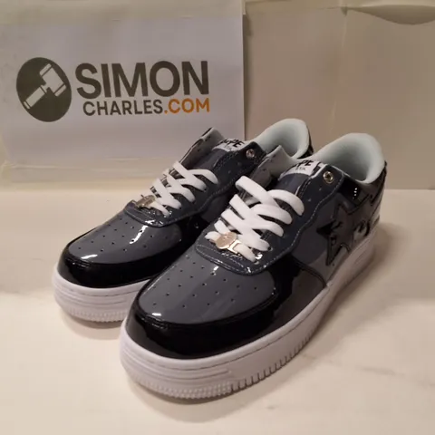 A BATHING APE STA SNEAKERS - BLACK/GREY PATENT - UK 10 (US 11)
