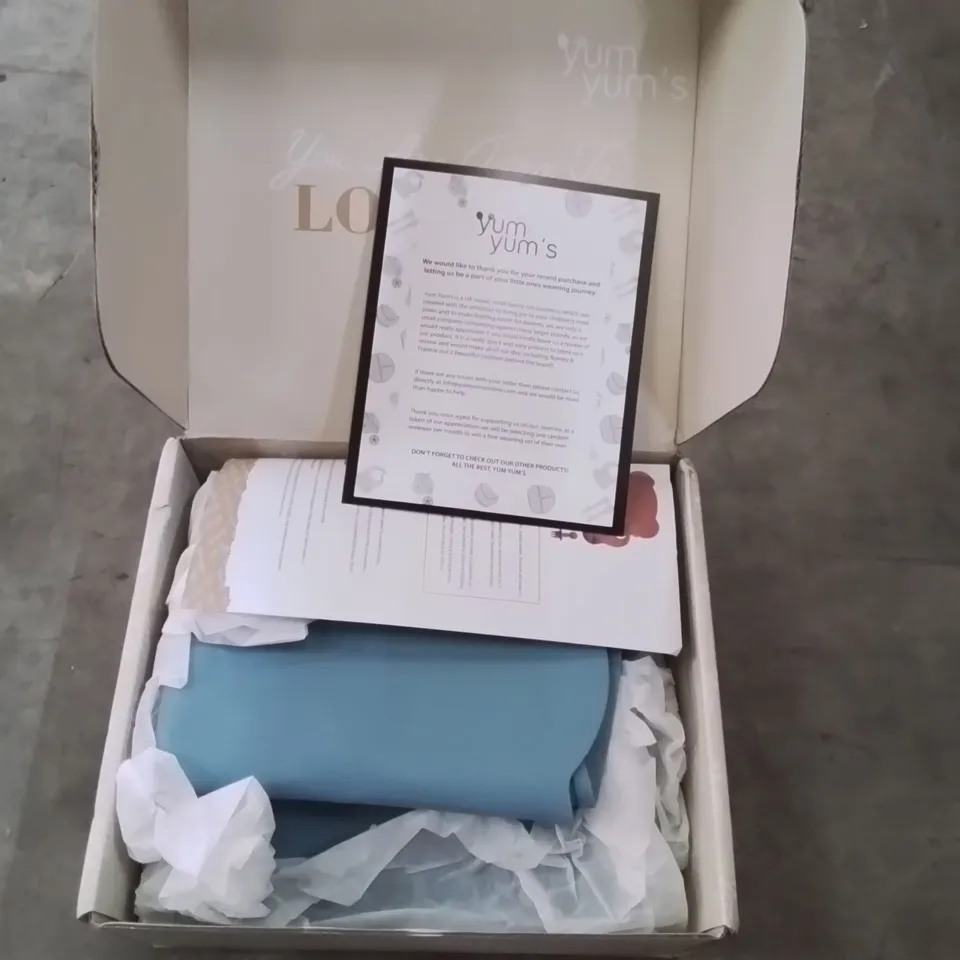 BOXED YUM YUMS BABY SELF FEEDING TABLE SET