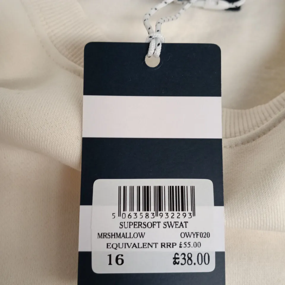 CREW CLOTHING SUPERSOFT SWEATSHIRT – MARSHMALLOW, UK SIZE 16