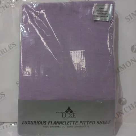 NORTHERN LUXE LUXURIOUS FLANNELETTE FITTED SHEET IN LILAC - DOUBLE