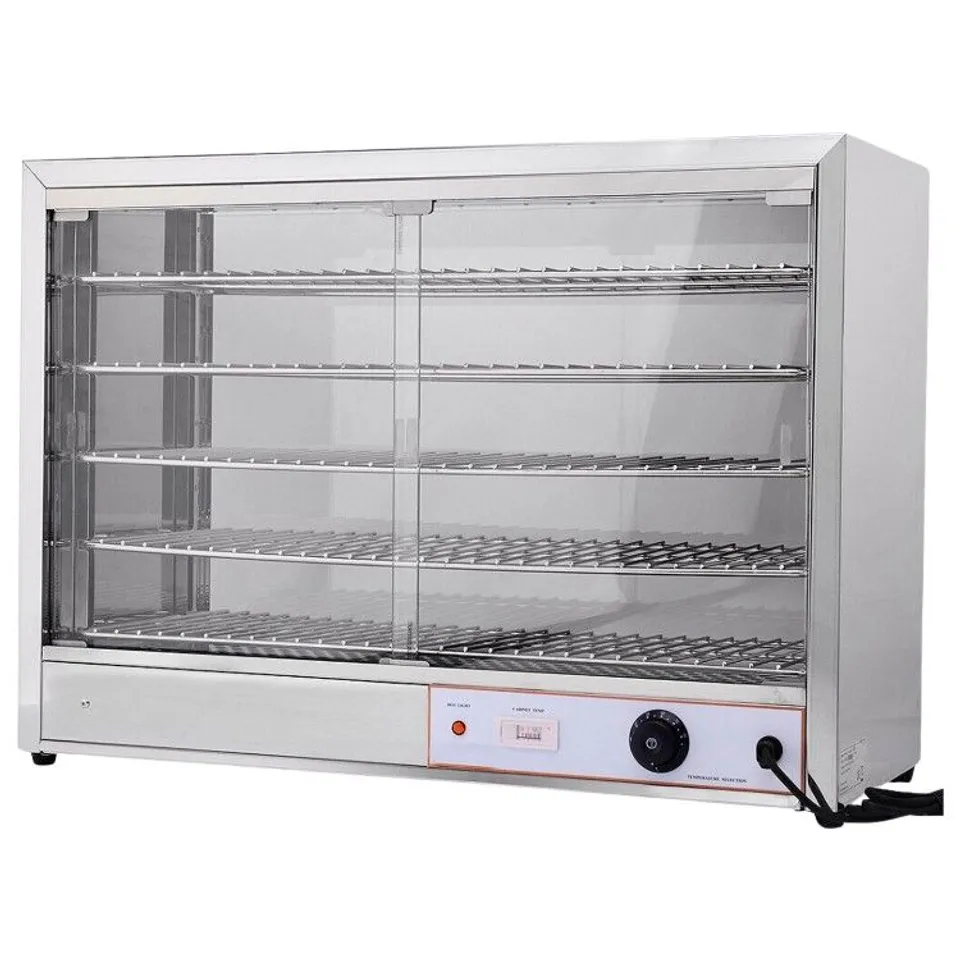 BOXED HAMOKI FW-805 HEATED PIE CABINET - 100 PIE CAPACITY, 5 SHELVES, PLUG IN