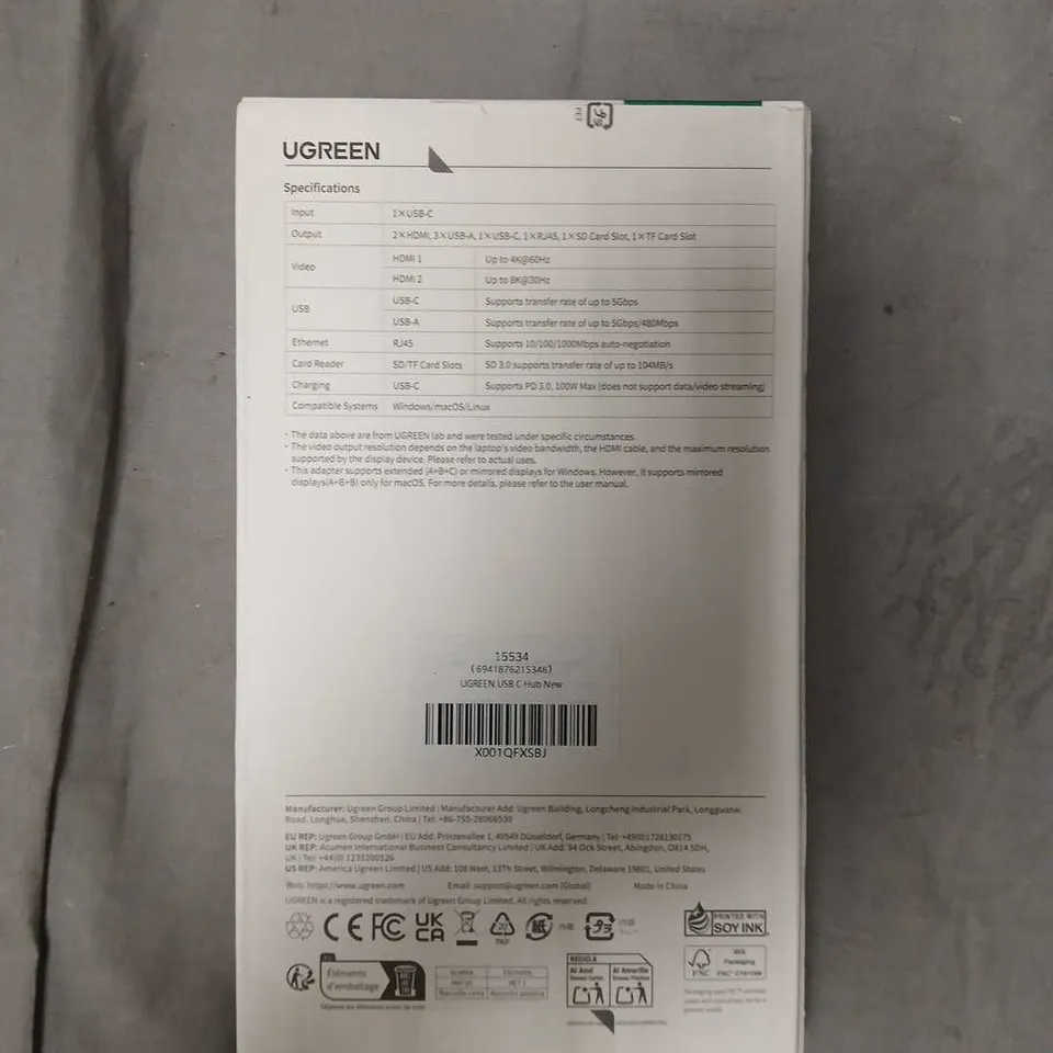 SEALED UGREEN USB-C 10-IN-1 MULTIFUNCTION ADAPTER (8K/30HZ) 