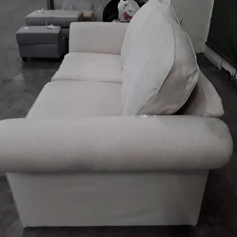 QUALITY DESIGNER 3 SEATER SOFA - WHITE FABRIC