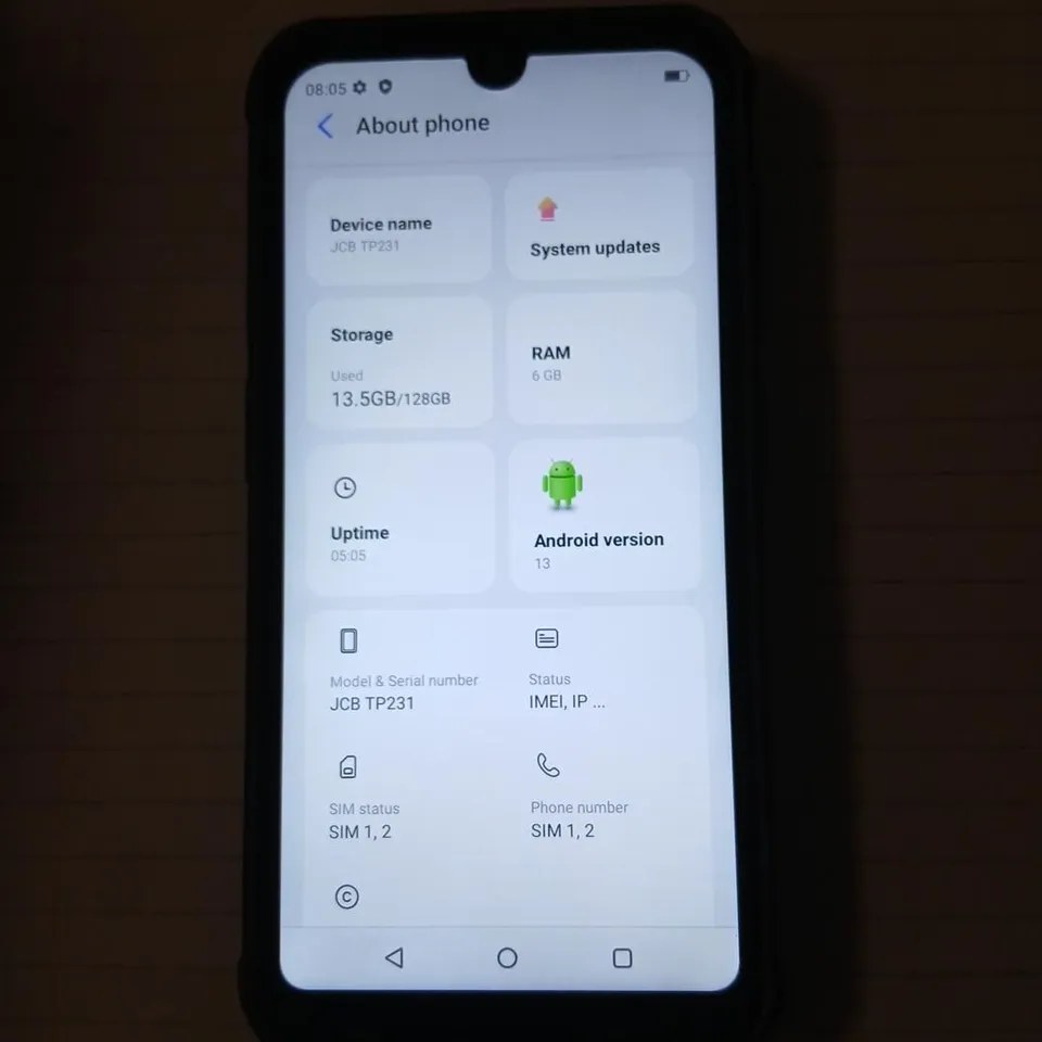 JCB TP231 TOUGH PHONE – RUGGED ANDROID SMARTPHONE, 128GB, 6GB RAM