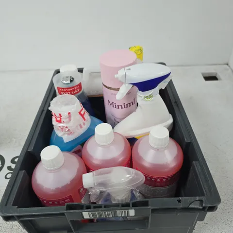 TOTE OF APPROXIMATELY 9 ASSORTED LIQUIDS TO INCLUDE: FAIRY MAX POWER