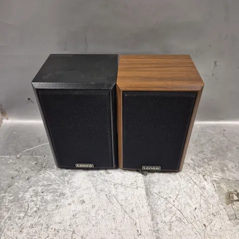 7 X INDIVIDUAL LENCO WOODEN SPEAKERS IN BLACK & BROWN