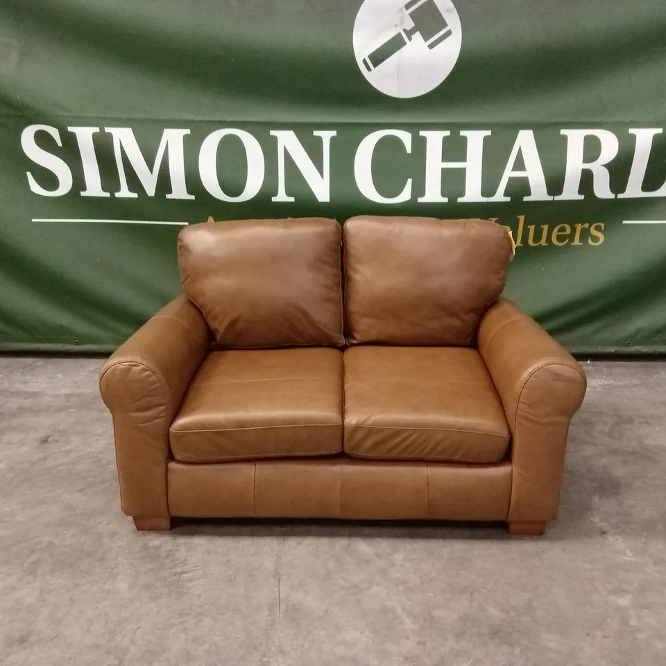 BAILEY 2 SEATER LEATHER SOFA - TAN RRP £749