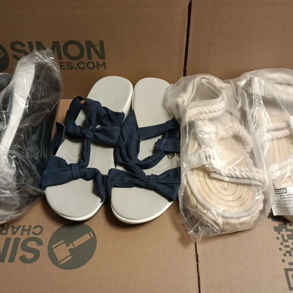 BOX OF APPROXIMATELY 15 ASSORTED PAIRS OF SHOES AND FOOTWEAR ITEMS IN VARIOUS COLOURS, STYLES, AND SIZES - COLLECTION ONLY