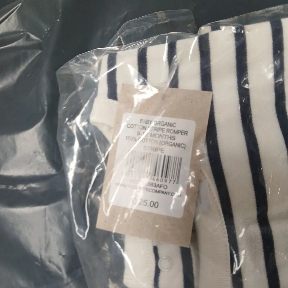 THE LITTLE WHITE OMPANY BABY ORGANIC COTTON STRIPE ROMPER, 9-12 MONTHS