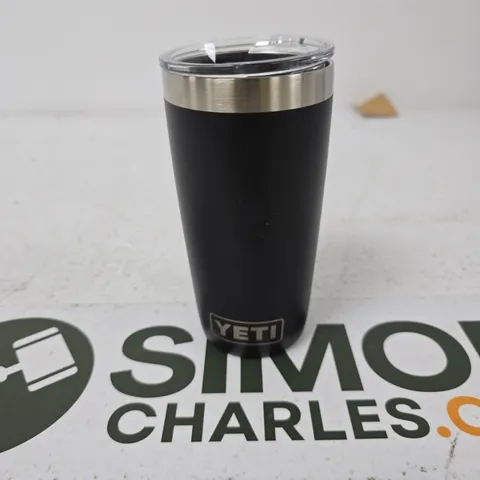 YETI BLACK STAINLESS STEEL TUMBLER WITH CLEAR LID