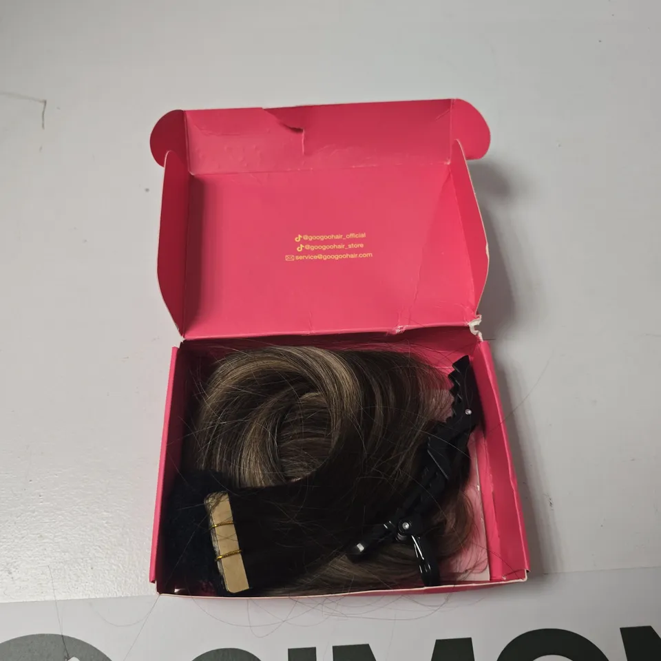 GOOGOO HAIR EXTENSIONS – CLIP-IN WEFT, BLONDE/BROWN MIX, BOXED