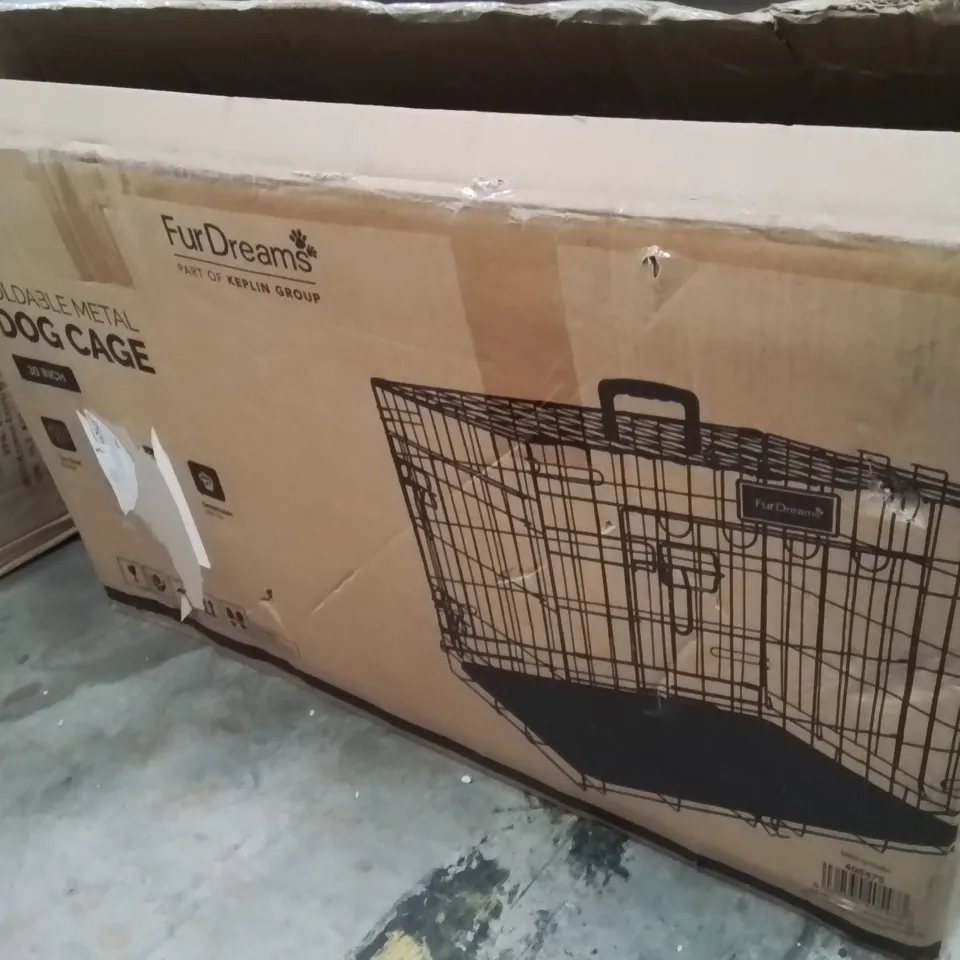 BOXED FURDREAMS 30" FOLDING METAL DOG CAGE