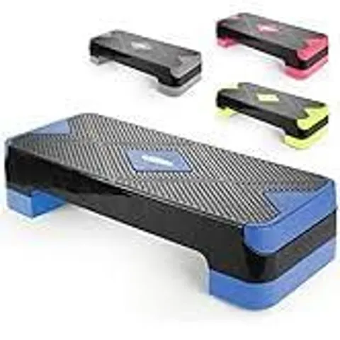 BOXED ACTIVEFOREVER 68CM ADJUSTABLE WORKOUT AEROBIC STEPPER WITH 2 ADJUSTABLE STEP LEVELS - BLUE