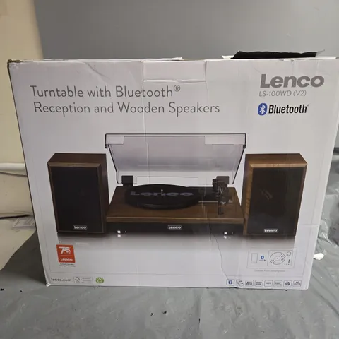 LENCO LS-10owd TURNTABLE WITH BLUETOOTH RECEPTION AND WOODEN SPEAKERS