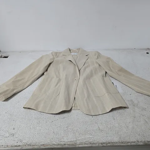 HELENE BERMAN LONDON BEIGE PINSTRIPED BLAZER, UK 10