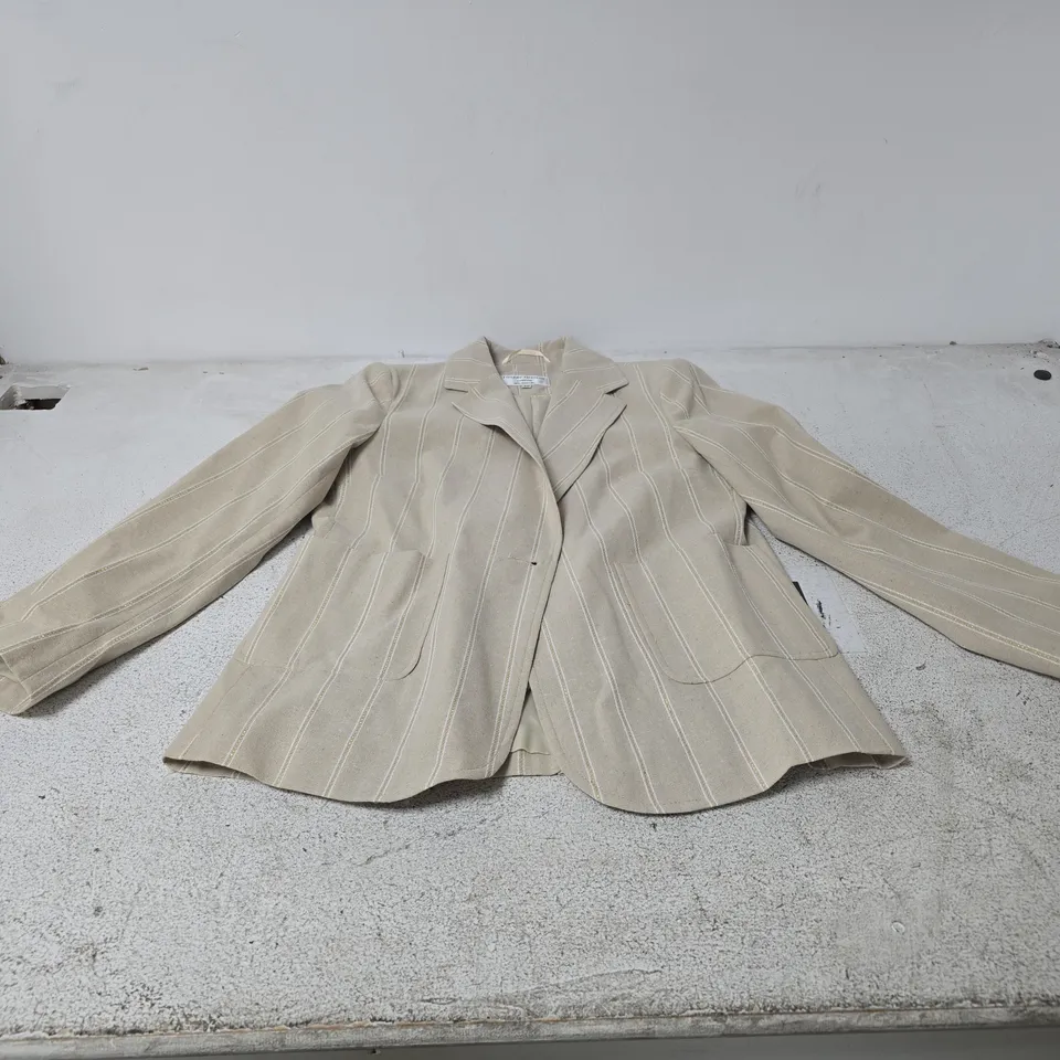 HELENE BERMAN LONDON BEIGE PINSTRIPED BLAZER, UK 10