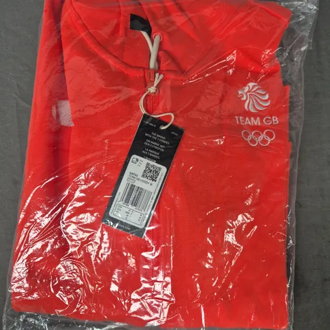 ADIDAS WOMEN'S TEAM GB HOODIE IN VIBRANT CORAL SIZE MEDIUM