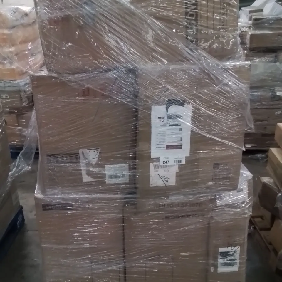 PALLET CONTAINING PEDAL BINS, CUBE STACKING SHELVES, GARMENT ORGANISER ECT.