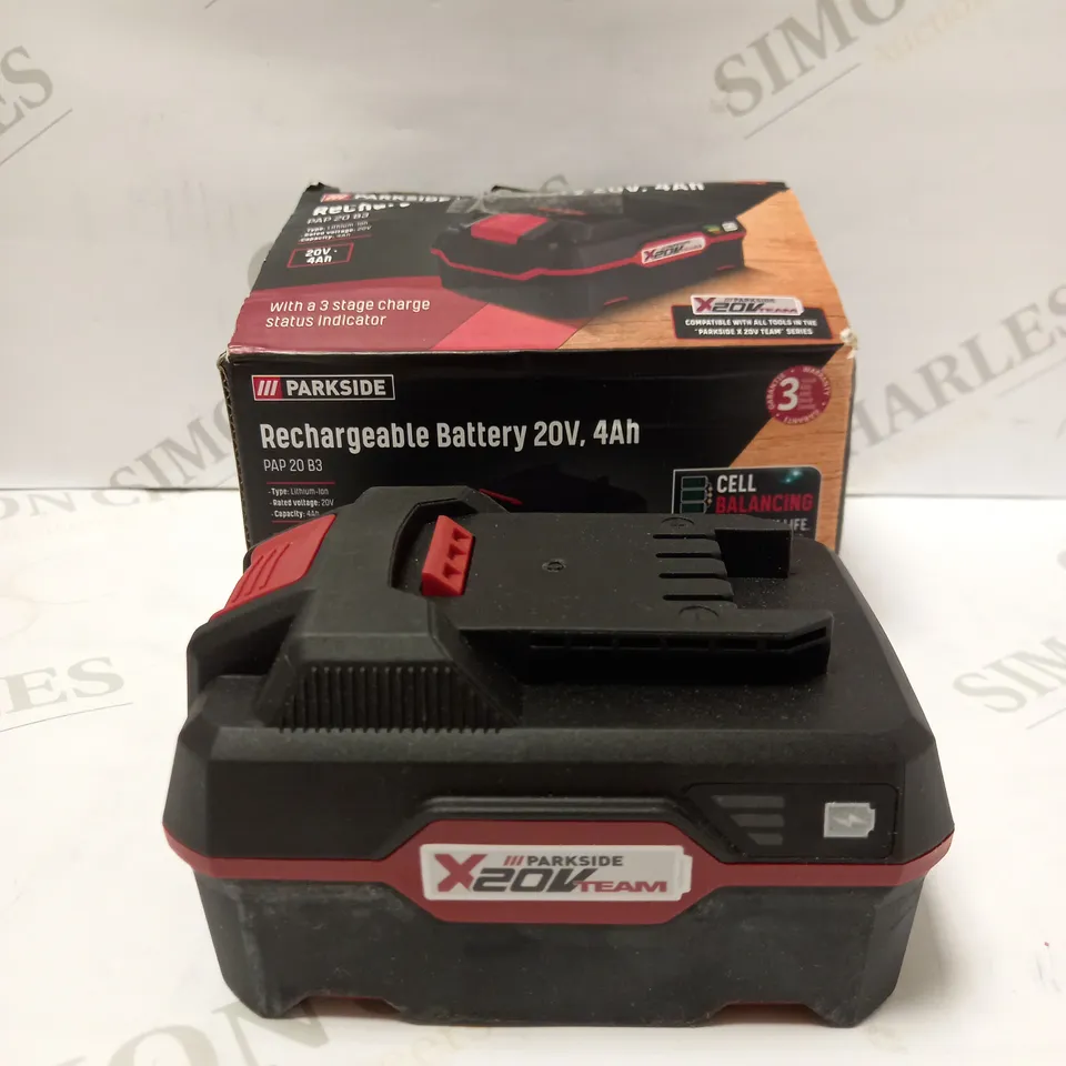 PARKSIDE PAP 20 B3 20V 4.0AH LI-ION RECHARGEABLE BATTERY
