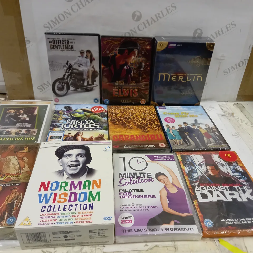 LOT OF ASSORTED DVDS TO INCLUDE ELVIS, SAVING PRIVATE RYAN AND COME FLY WITH ME