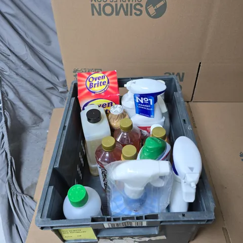 TOTE OF APPROXIMATELY 12 ASSORTED LIQUIDS TO INCLUDE: GLUE AND TAR REMOVER FOR CARS 