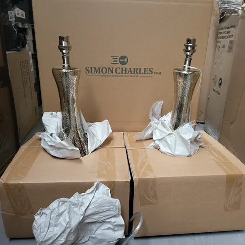 BOX OF 2 AGED GLASS TABLE LAMP BASE ONLY