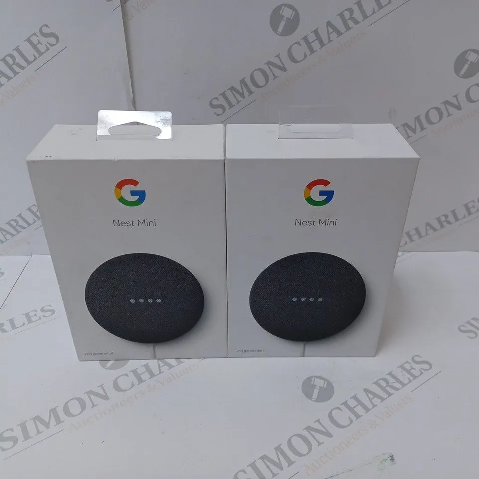 2 BRAND NEW BOXED GOOGLE NEST MINI 2ND GENERATION SMART SPEAKERS - CHARCOAL   