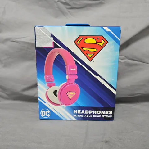BOXED DC SUPERGIRL OVER-EAR HEADPHONES IN PINK W. ADJUSTABLE HEAD STRAP