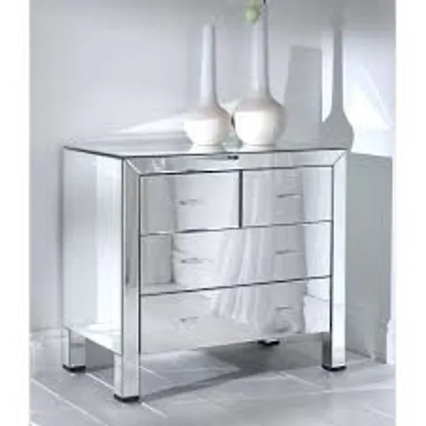 BRAND NEW BOXED HOMESDIRECT365 ROMANO MIRRORED CHEST 4 DRAWERS