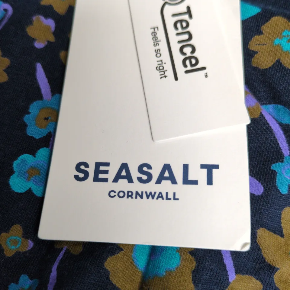 UK 12 SEASALT CORNWALL 3/4 NANCY DRESS – FALLING FLOWERS MARITIME