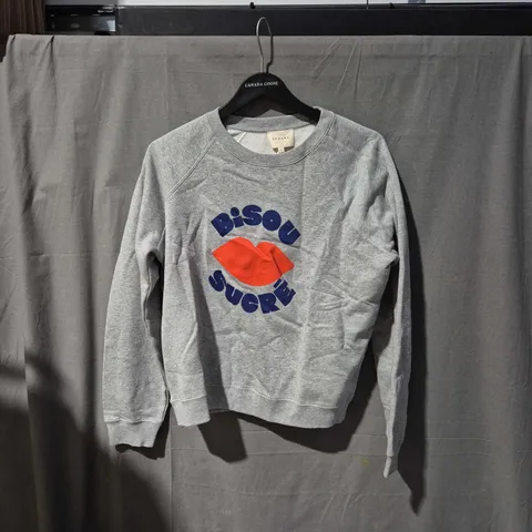 SΓZANE GREY SWEATSHIRT WITH BISOU SUCRΓ LIP PRINT β SIZE M