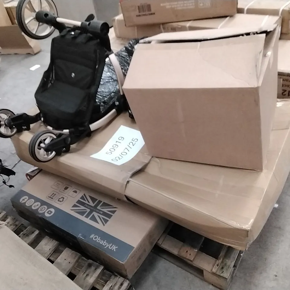 PALLET OF ASSORTED ITEMS INCLUDING SPORTS EQUIPMENT PARTS AND OTHER PRODUCTS ECT
