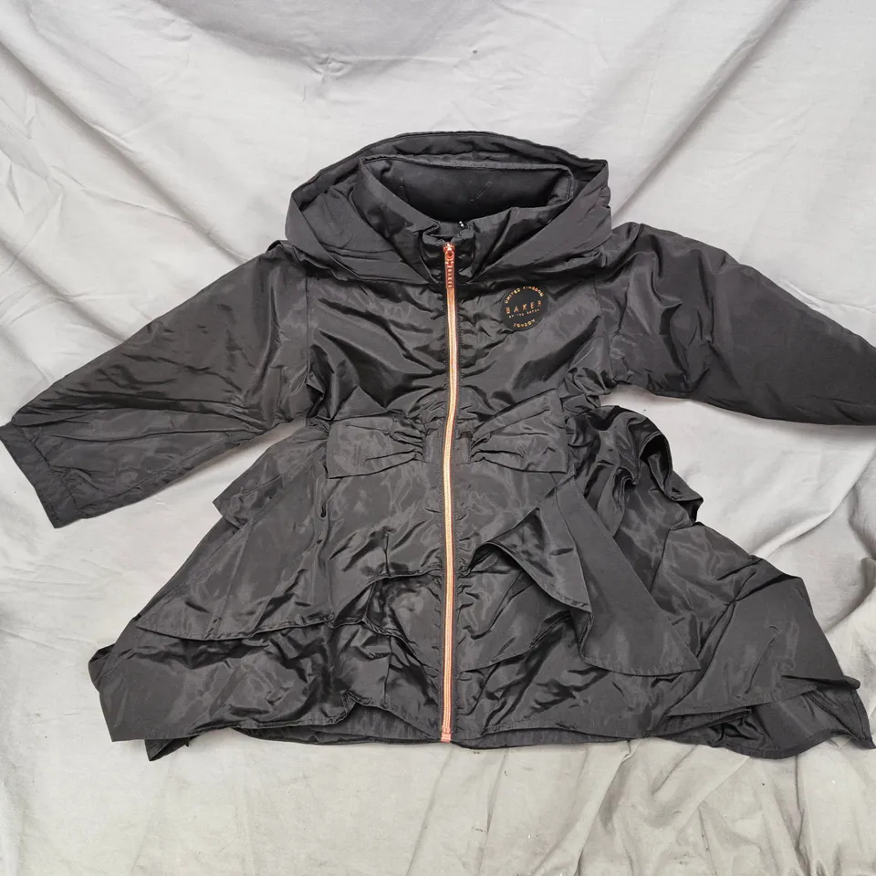 TED BAKER OLDER GIRLS BOW COAT - BLACK - 5YRS