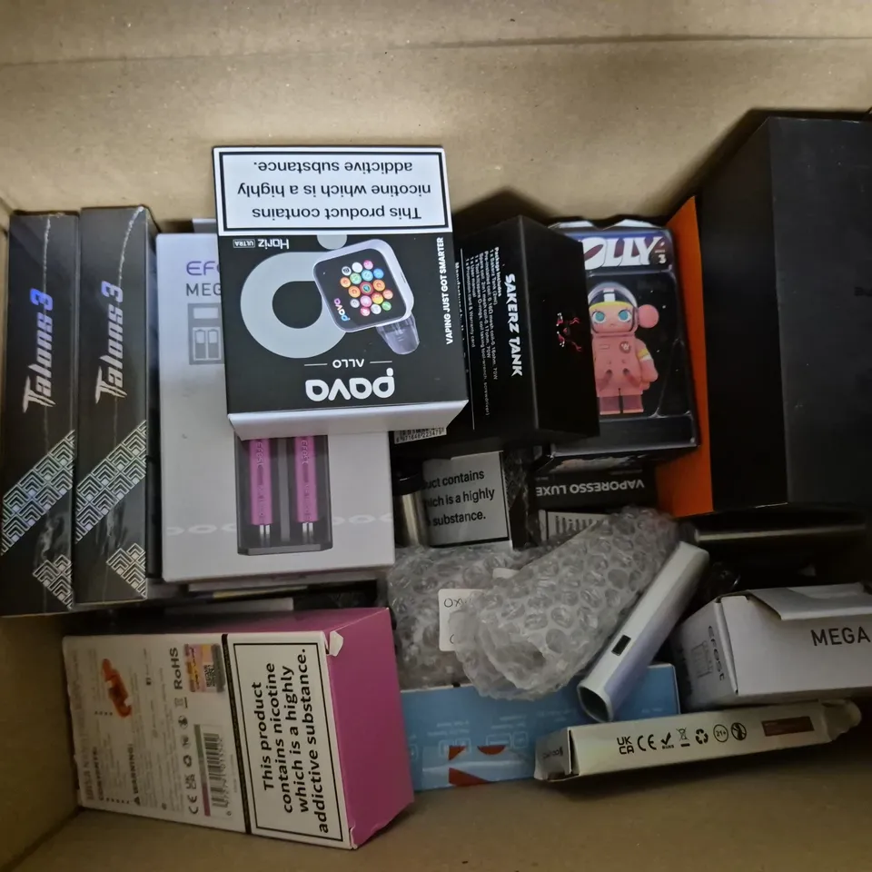 APPROXIMATELY 25 ASSORTED VAPE & E-CIGARETTE PRODUCTS TO INCLUDE VAPORESSO LUXE XR MAX, GEEKVAPE H45, HORIZONTECH TALONS 3, ETC