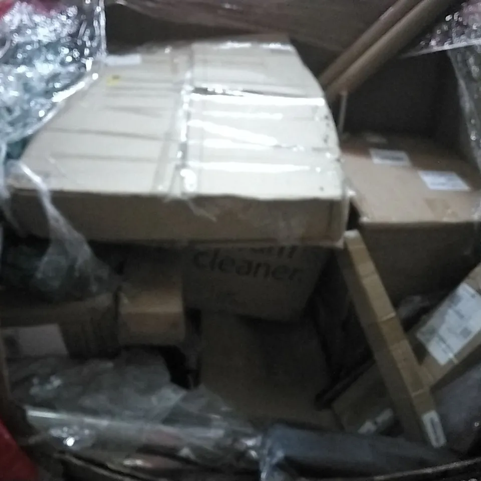 PALLET OF ASSORTED ITEMS TO INCLUDE: DUPRAY STEAM CLEANER, PIZZA MAKER, DART BOARDS, MIMIUO G-OVEN SERIES, MEAT GRINDER 