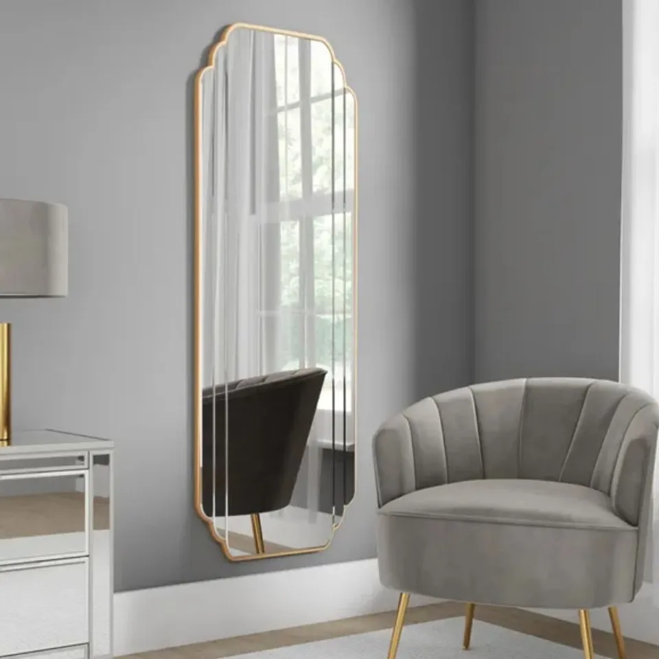 BOXED EQUATORIAL RECTANGLE FULL LENGTH WALL MIRROR - GOLD (1 BOX)
