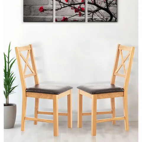 BOXED PAIR OF UPHOLSTERED DINING CHAIRS - DARK BROWN