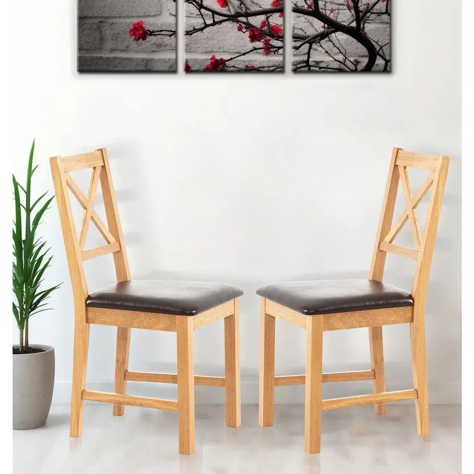 BOXED PAIR OF UPHOLSTERED DINING CHAIRS - DARK BROWN