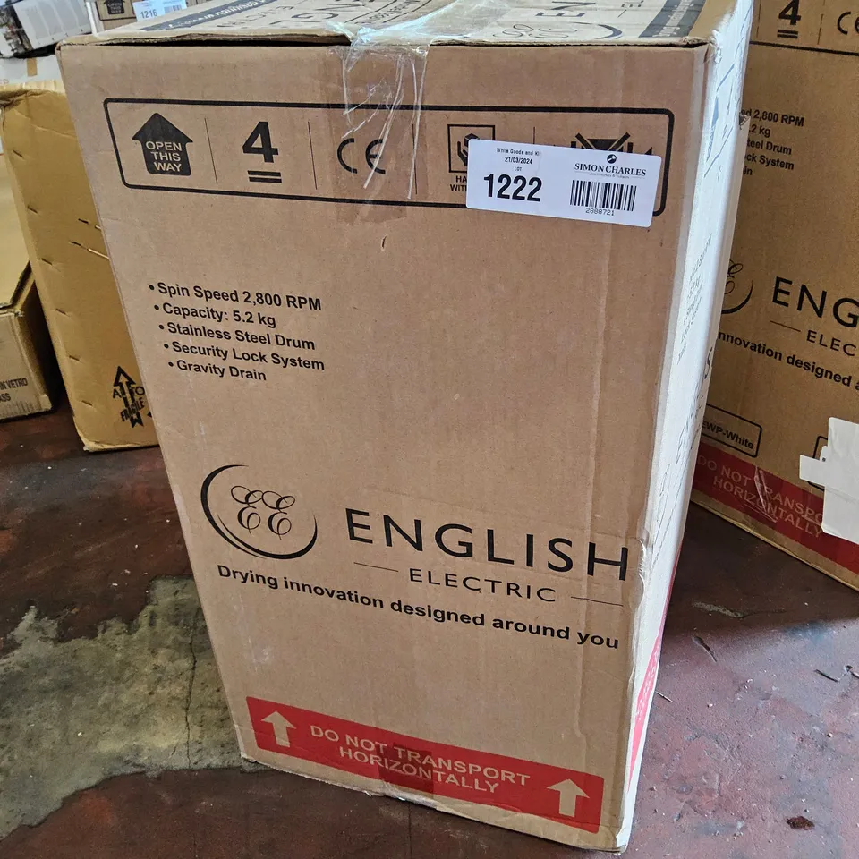 BOXED ENGLISH ELECTRIC SPIN DRYER Model 28009EEWP WHITE