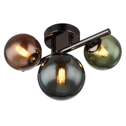 BOXED RIHA METALLIC MULTI GLASS 3 LIGHT SEMI FLUSH BAR