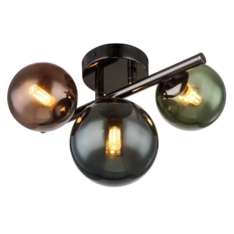 BOXED RIHA METALLIC MULTI GLASS 3 LIGHT SEMI FLUSH BAR