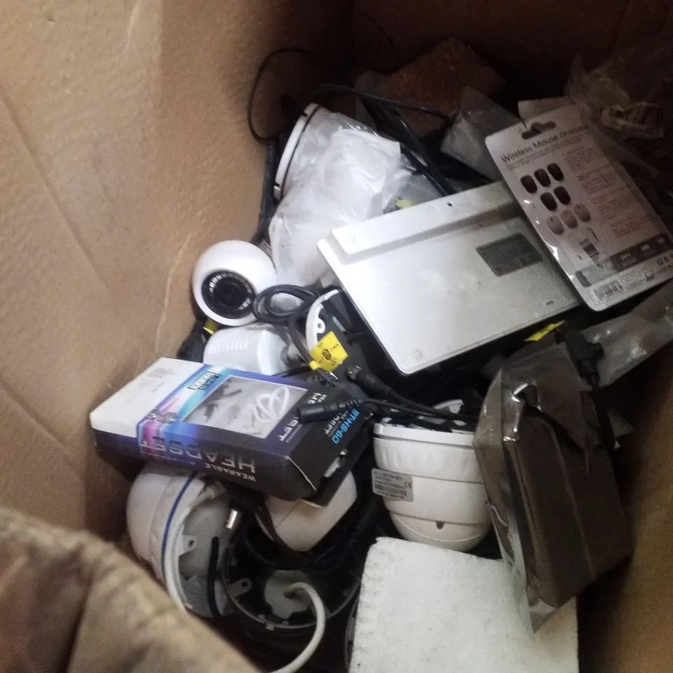 PALLET CONTAINING  ASSORTED PRODUCTS INCLUDING WIRELESS ROUTER ADSL MODEM, ASSORTED SPOOLS OF WIRE, 16KG KETTLEBELL & ASSORTED OUTDOOR CAMERAS